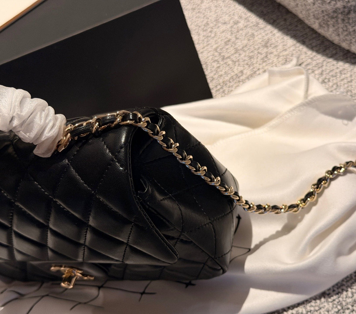 Chanel CF Quilted Top-Handle Flap Bag — back