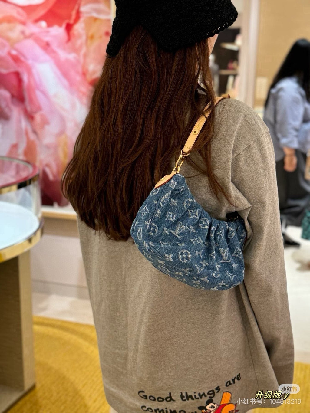 Louis Vuitton Monogram Denim Crescent Shoulder Bag — model