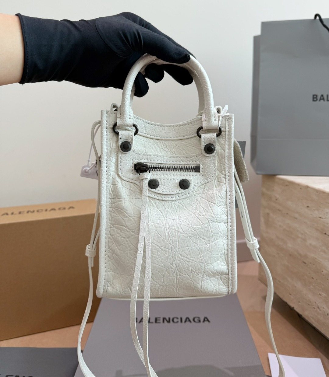 Balenciaga Neo Cagole Studded Handbag — model