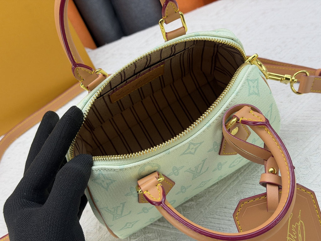Louis Vuitton Alma BB Pale Mint Monogram Handbag — front