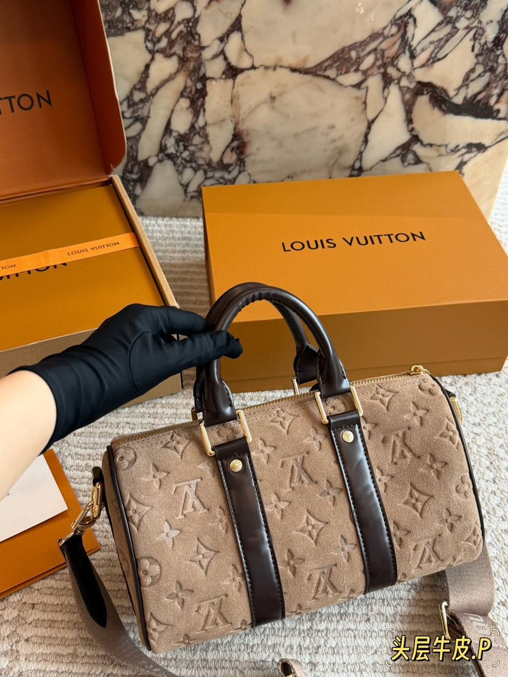 Louis Vuitton Keepall Embossed Monogram Duffel Bag — model