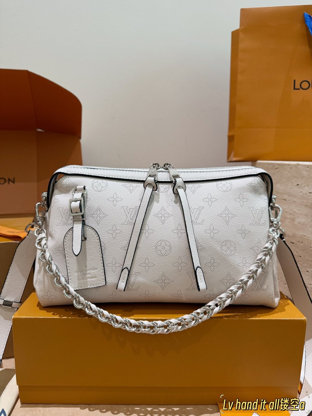 Louis Vuitton Mahina Chain-Detail Shoulder Bag — front