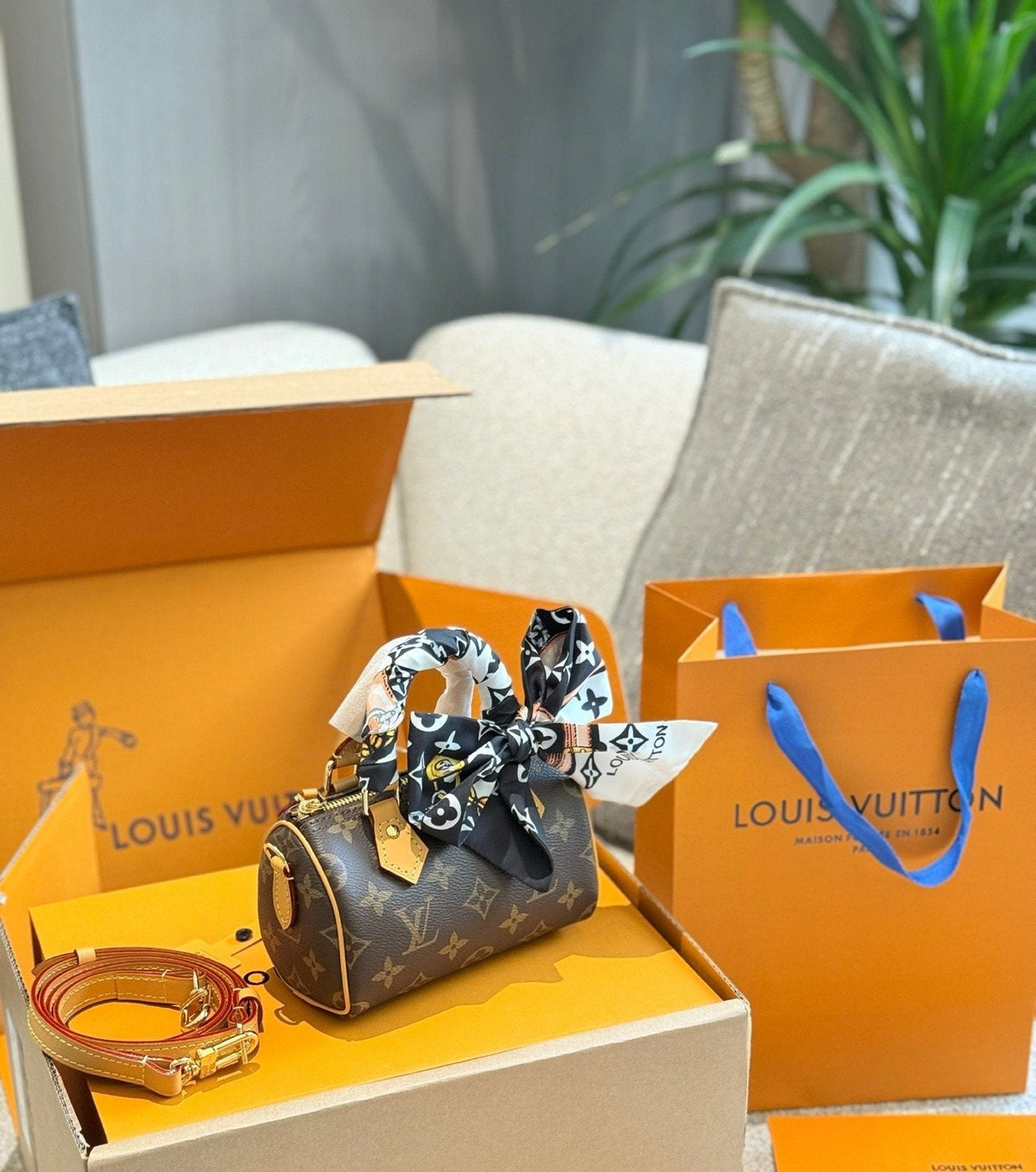 Louis Vuitton Speedy Nano Monogram Satchel — side