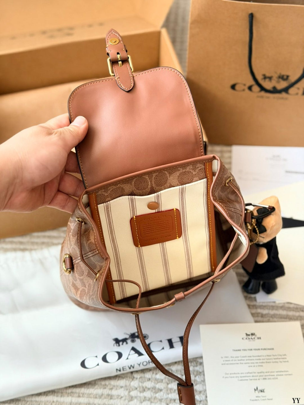 Coach Path Drawstring Flap Backpack — front