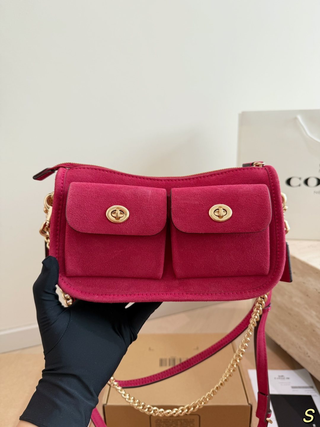 Coach Waverly Suede-Finish Shoulder Bag — front