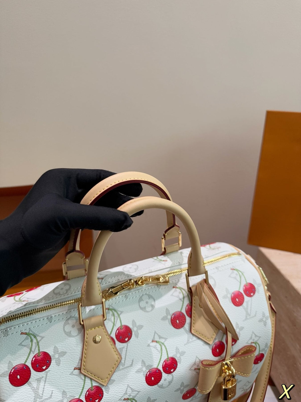 Louis Vuitton Speedy Cherry-Print Barrel Bag — front