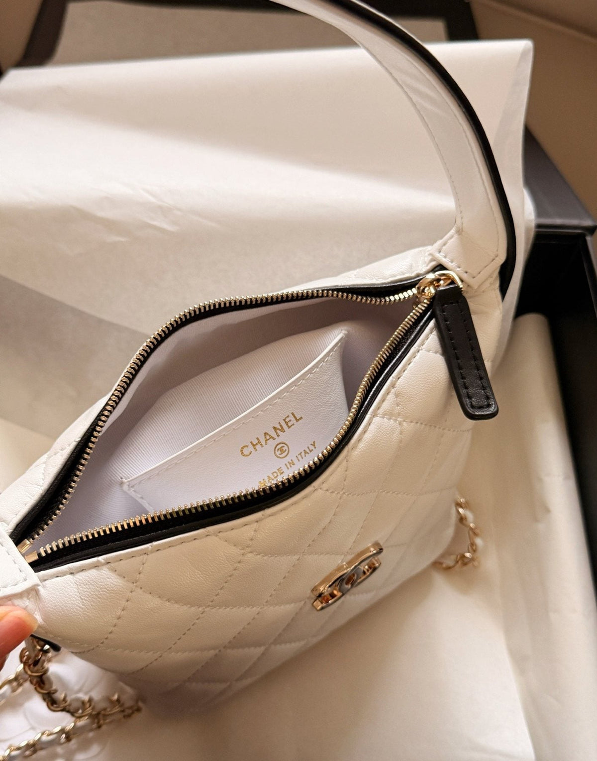 Chanel Quilted Box Top-Handle Bag — detail