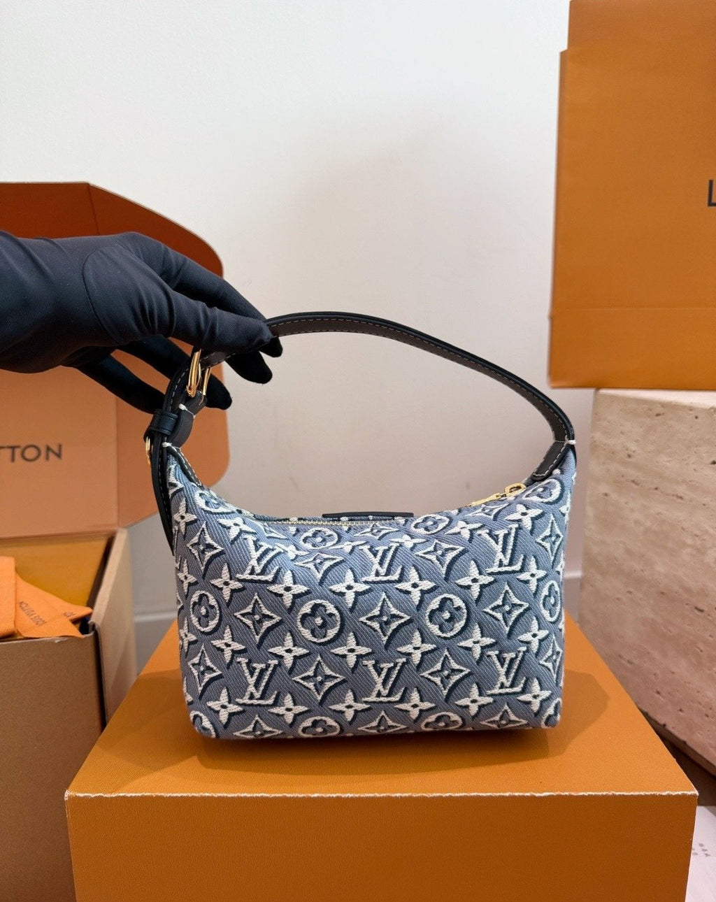 Louis Vuitton Pochette Hills Blue-Gray Monogram Bag — back