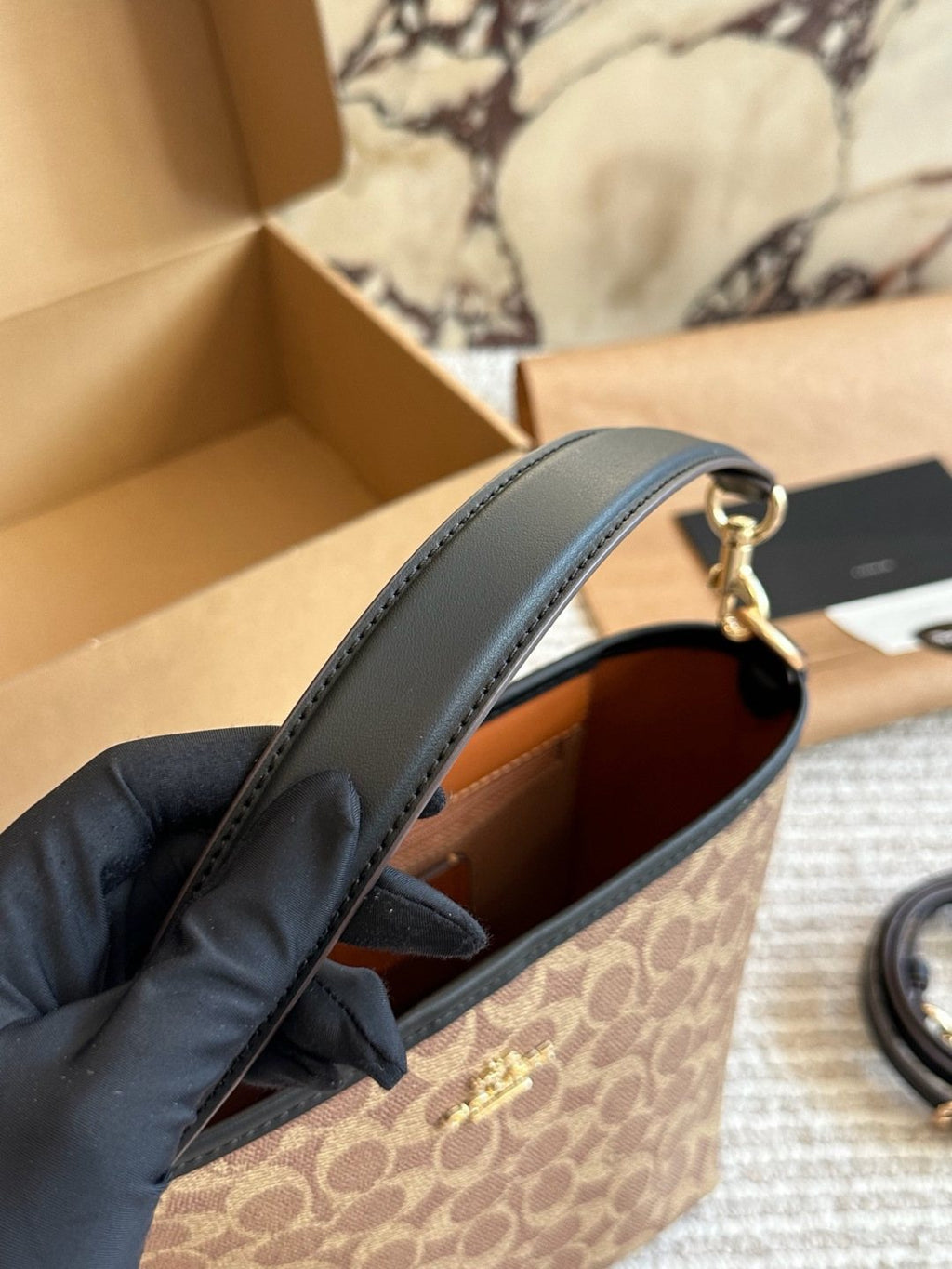 Coach Signature Pattern Bucket Bag — front