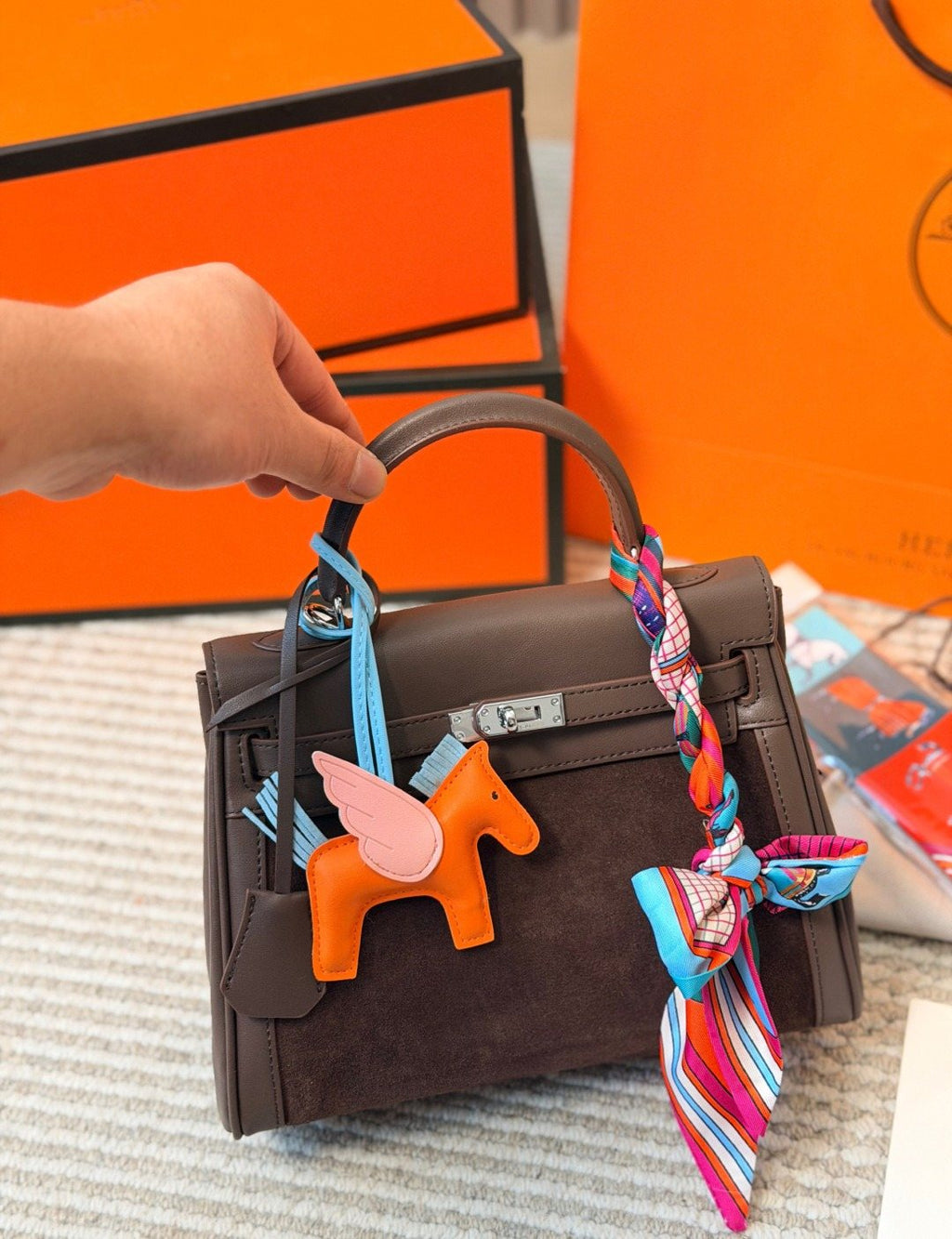 Hermès Kelly Top-Handle Bag with Silver-Tone Hardware — model