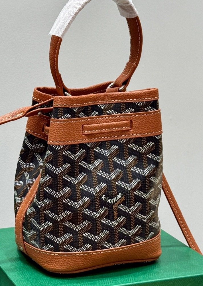 Goyard Oval Handle Drawstring Bucket Bag — detail