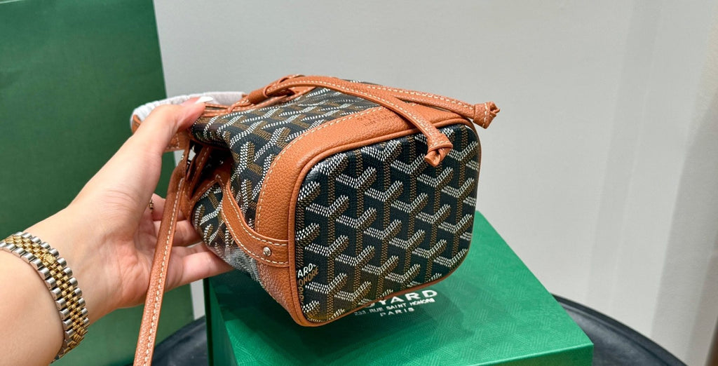 Goyard Oval Handle Drawstring Bucket Bag — detail