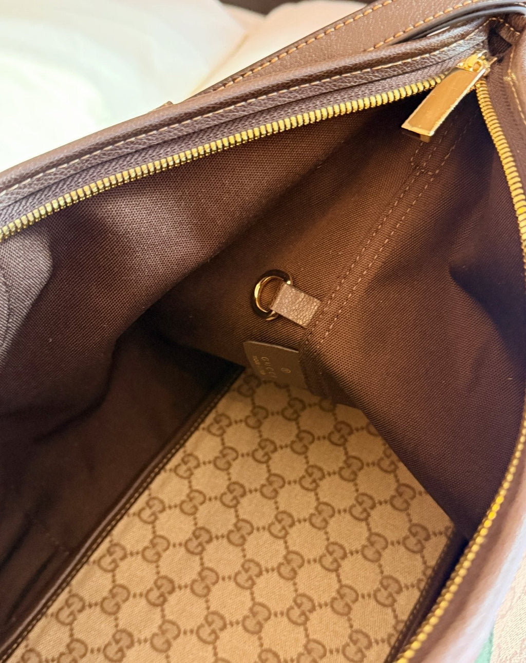 Gucci GG Monogram Striped Tote with Pouch — detail
