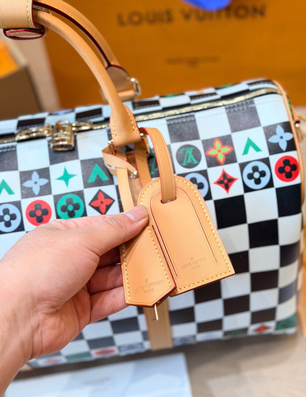 Louis Vuitton Multicolor Checker Travel Duffel Bag — detail