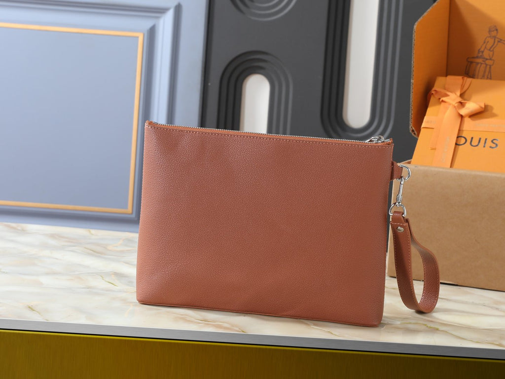 Louis Vuitton Takeoff Leather Wristlet Clutch — back