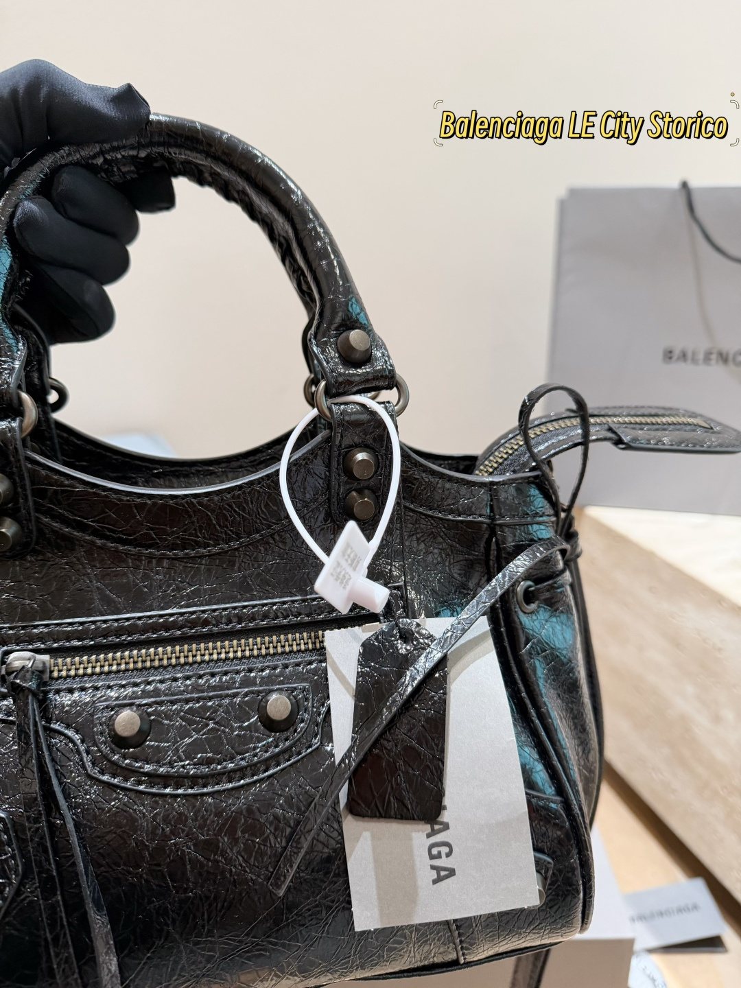 Balenciaga Studded Moto Satchel — front