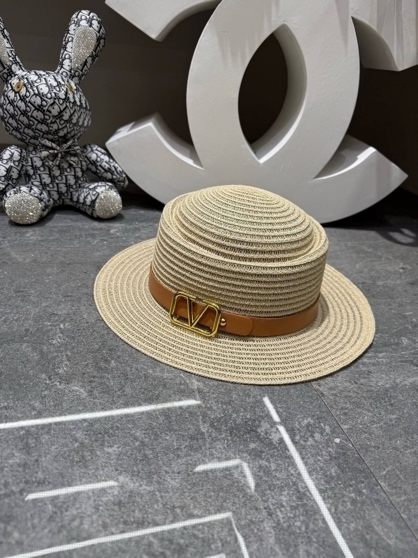 Valentino Linen Concave Crown Flat Cap