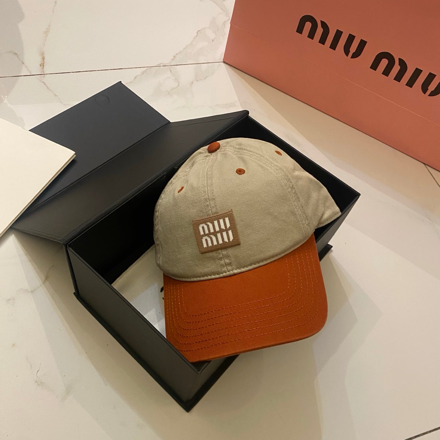 MiuMiu Color-Blocked Logo Baseball Cap