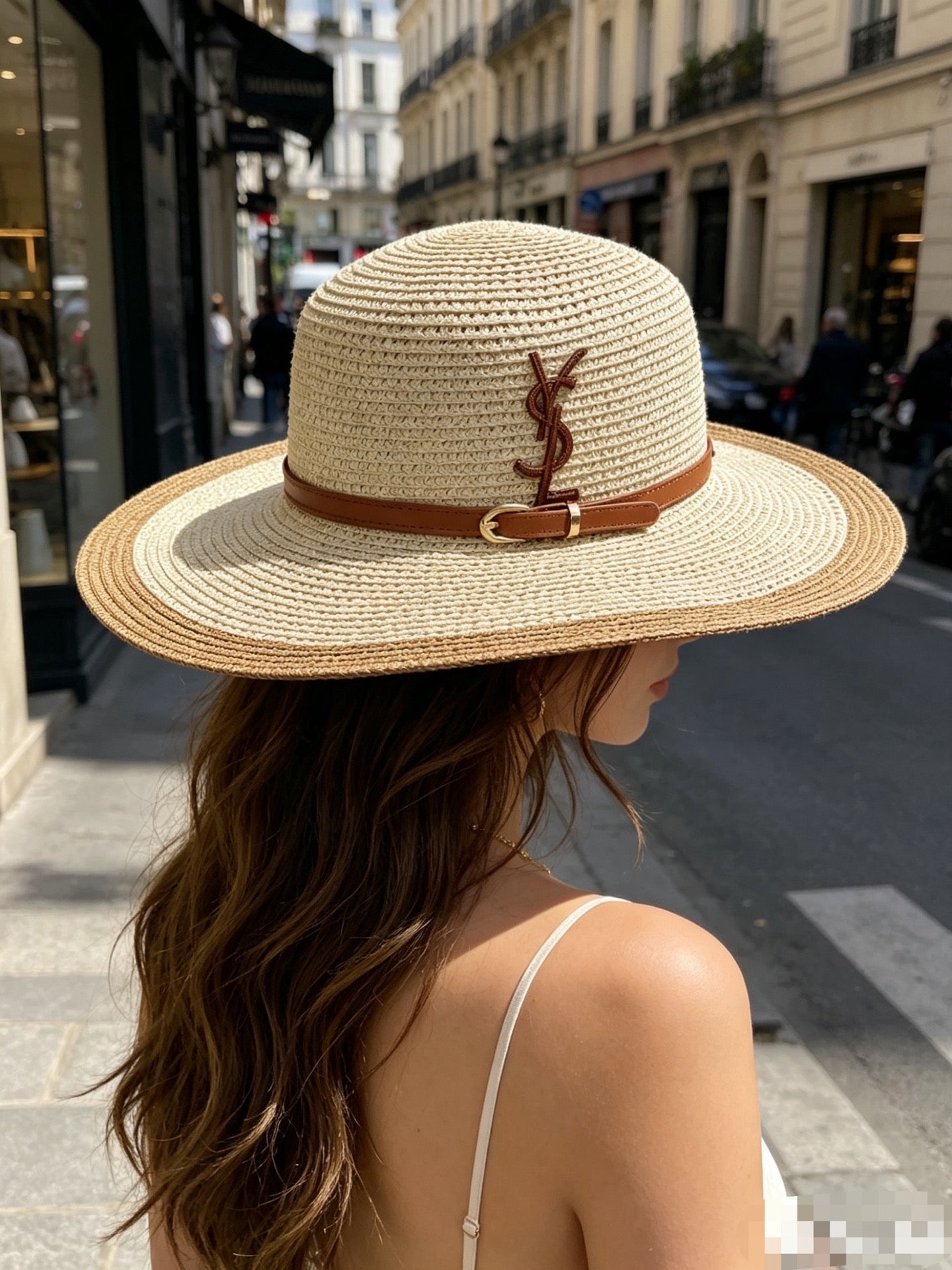 SAINT LAURENT Raffia Wide Brim Sun Hat